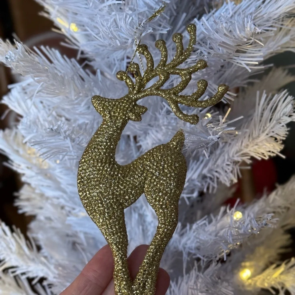 Vintage 1994 Gold Glitter Reindeer Ornament